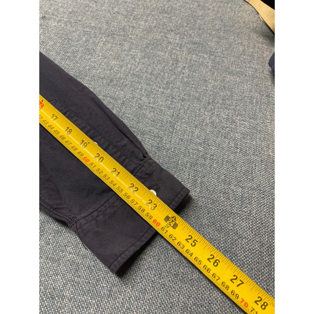 Ralph Lauren Jeans Co Mens Navy Blue Cotton Twill Button Down Shirt Flag Logo - Picture 7 of 7